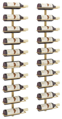 vidaXL Wall-mounted Wine Rack for 10 Bottles Wine Bottle Holder 2 Pcs Gold Metal