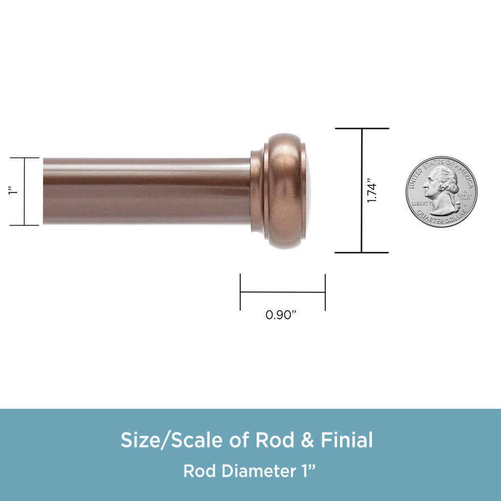 KenneyÂ® Weaver 1" Premium Decorative Window Curtain Rod, Chocolate, 90-130