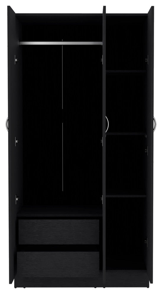 DEPOT E-SHOP Westbury Wardrobe Armoire with 3 Doors, 2 Drawers, 4-Tier Shelves