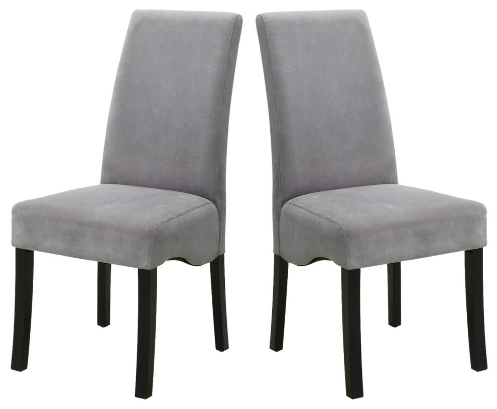 Set of 2 Upholstery Side Chairs Gray and Black