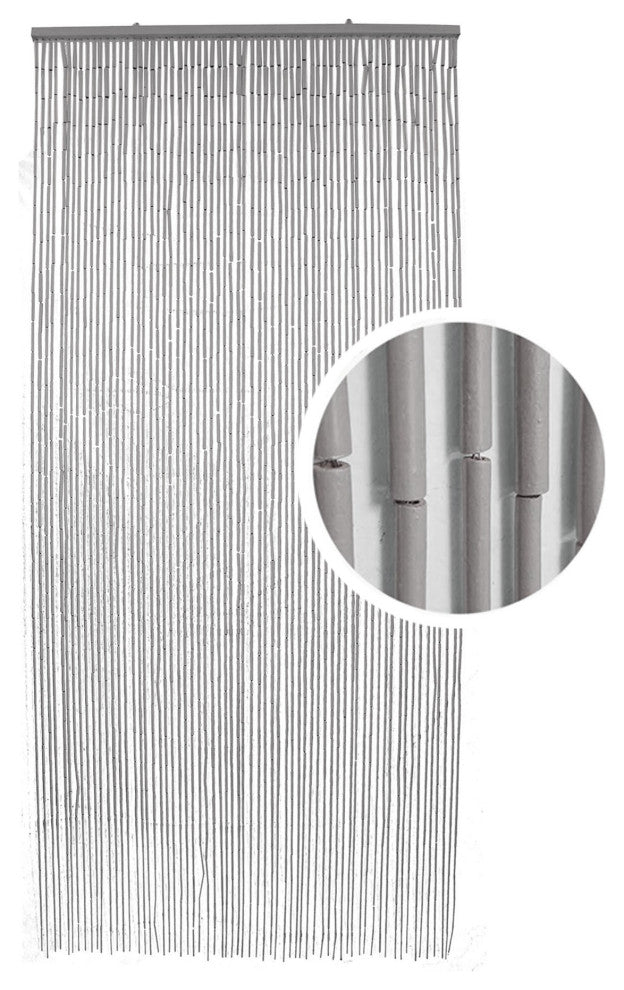 Bamboo Beaded Door Curtain 65 Strings 79" W x 36" W, Grey Taupe