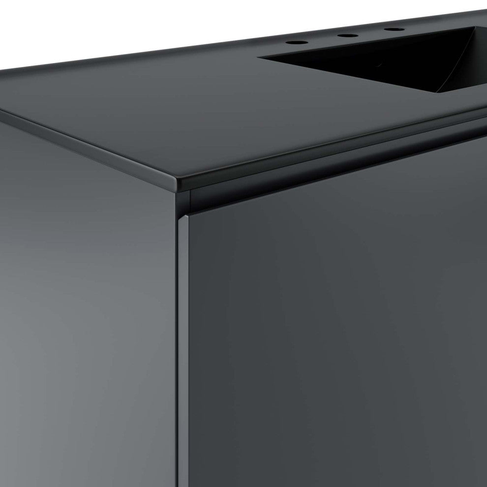 Bryn 48" Wall-Mount Bathroom Vanity, Gray Black