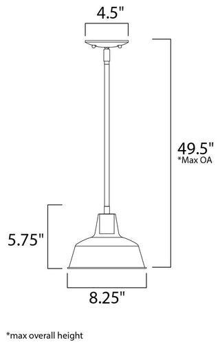 Maxim 35017 Pier M 1 Light 8-1/4"W Outdoor Warehouse Pendant - Weathered Zinc