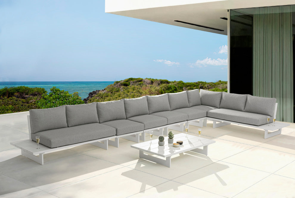 Maldives Grey Water Resistant Fabric Outdoor Patio Modular Sectional