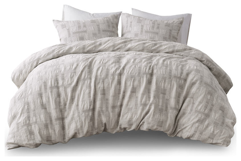 INK+IVY 3 Piece Cotton Jacquard Duvet Set