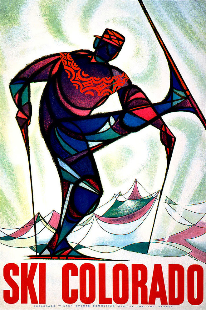 "Ski Colorado" Painting Print on Wrapped Canvas, 12"x18"