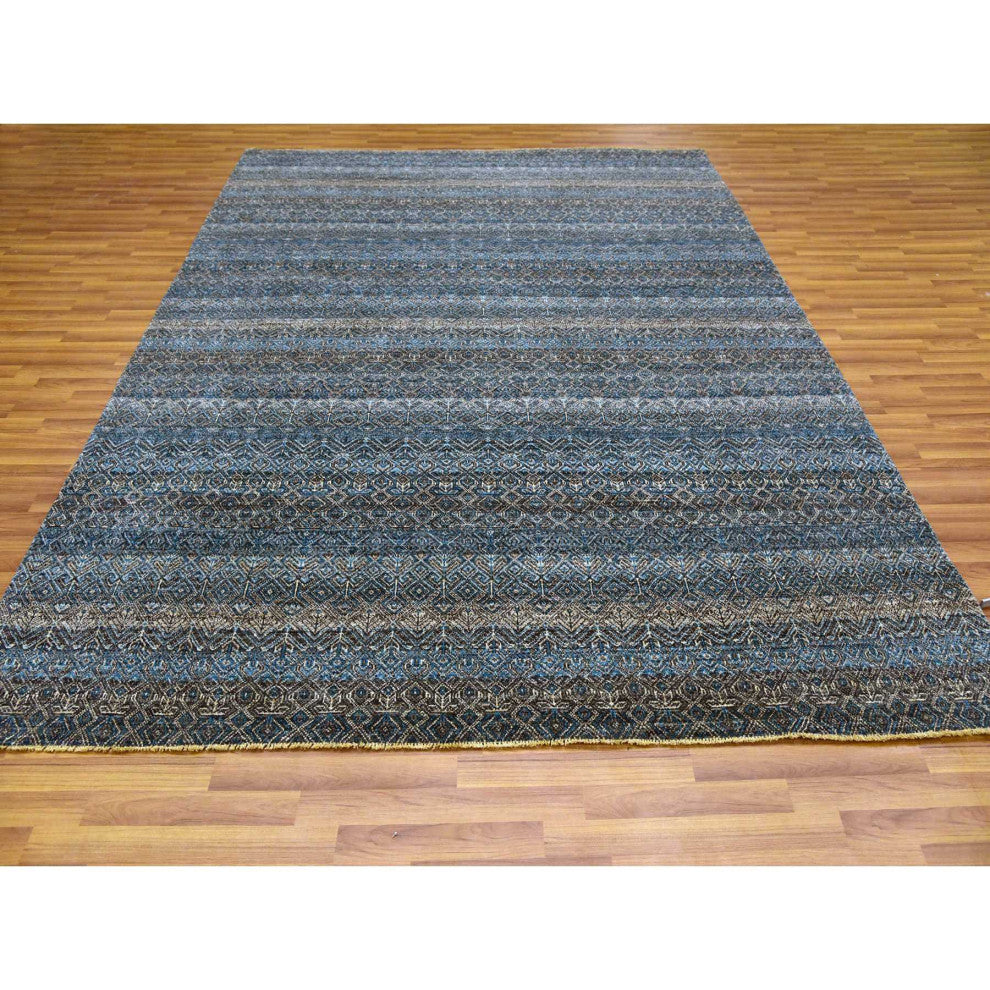 Yale Blue, Kohinoor Herat Design, 100% Wool Hand Knotted Rug, 7'8"x10'