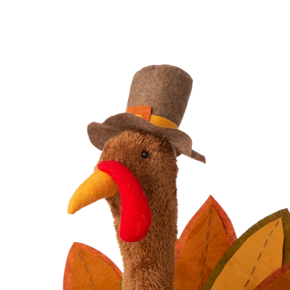 24-37" Fabric Turkey Standing Decor With Telescoping Legs