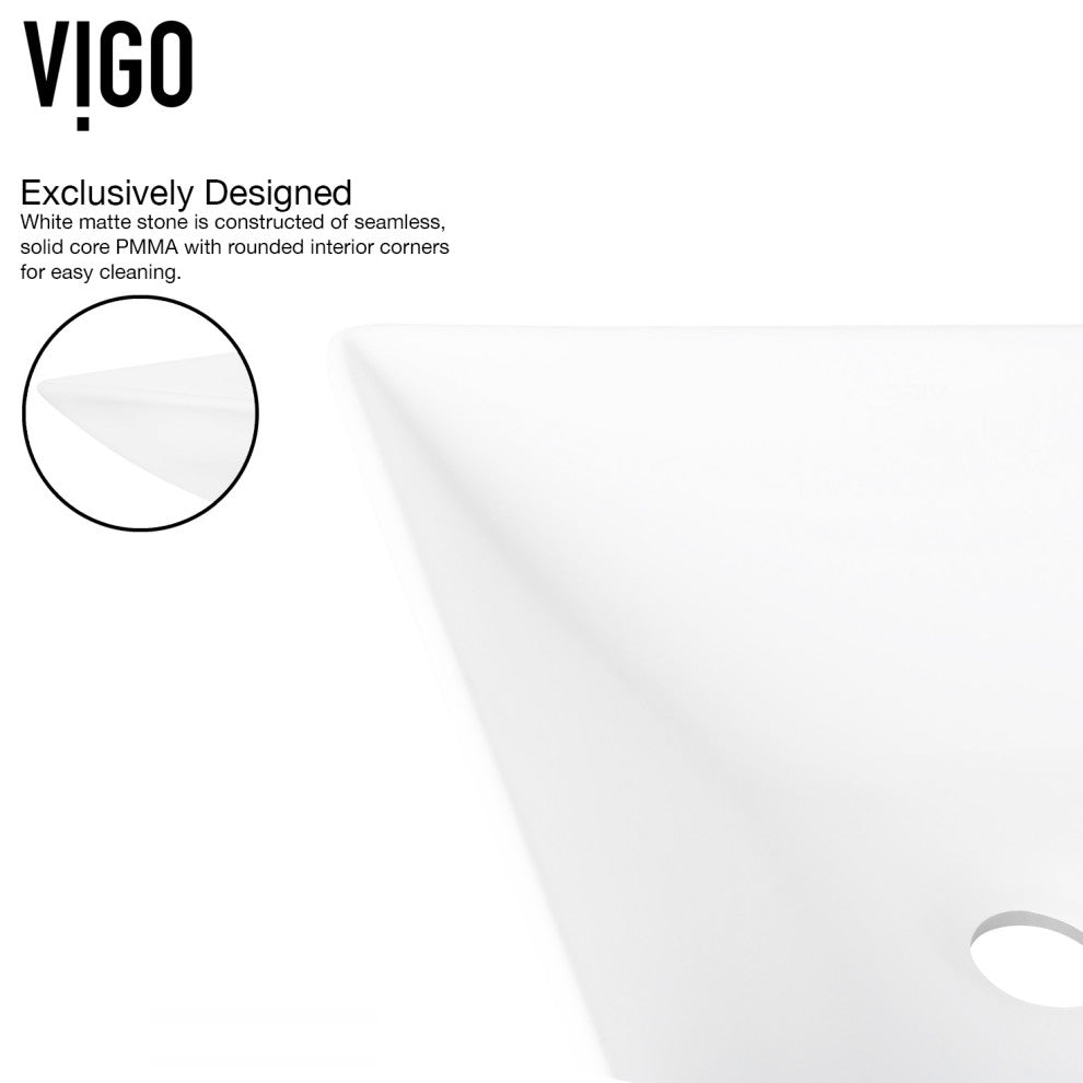 VIGO Hibiscus 16"L x 16"W x 5"H Matte Stone Square Bathroom Vessel Sink
