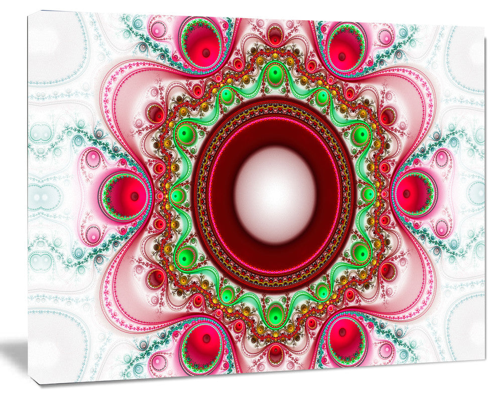 Pink Fractal Pattern with Circles, Oversized Abstract Canvas Art Print, 60x40