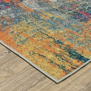 Sasha Abstract Machine Washable Multi-colored Area Rug Mat 7'6" x 10'