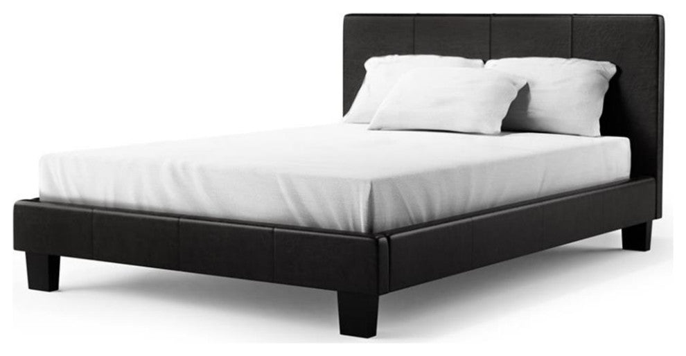 Furniture of America Ramone Faux Leather King Platform Bed in Espresso
