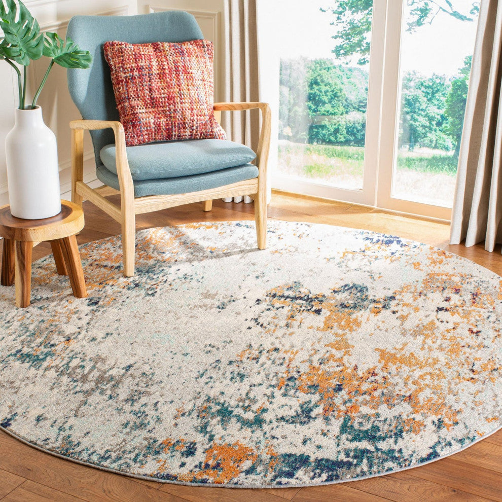 Safavieh Madison Mad453A Organic and Abstract Rug, Gray and Beige, 8'0"x8'0" Square
