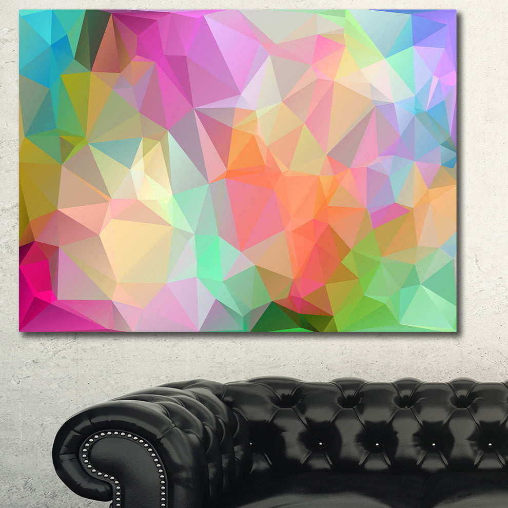 Multi Color Polygonal Mosaic Pattern, Oversized Abstract Canvas Art Print, 60x40