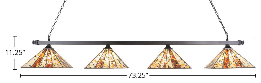 Square 4-Light Bar with Square Fitters, Matte Black/Fiesta Art