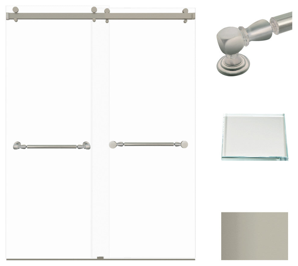 Brooklyn 60"x80" Frameless Shower Door, Iron Glass, Brushed Stainless, Niles