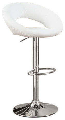 Benzara BM166614 Faux Leather Seat Metal Base Bar Stool White & Silver, Set of 2