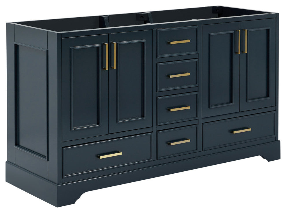 Ariel Stafford 60" Double Sink Bathroom Vanity Base, Midnight Blue