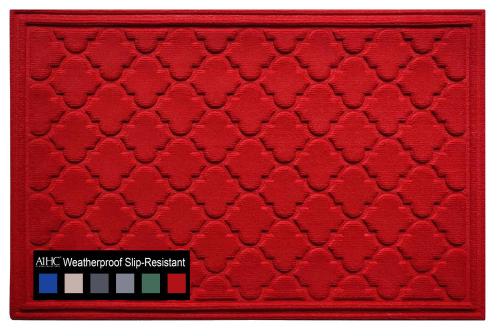 A1HC Superior Absorbant Polypropylene Doormat, Red Ogee, 24"x36"