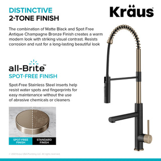 Pulldown Pot Filler Kitchen Faucet, Bronze/Matte Black