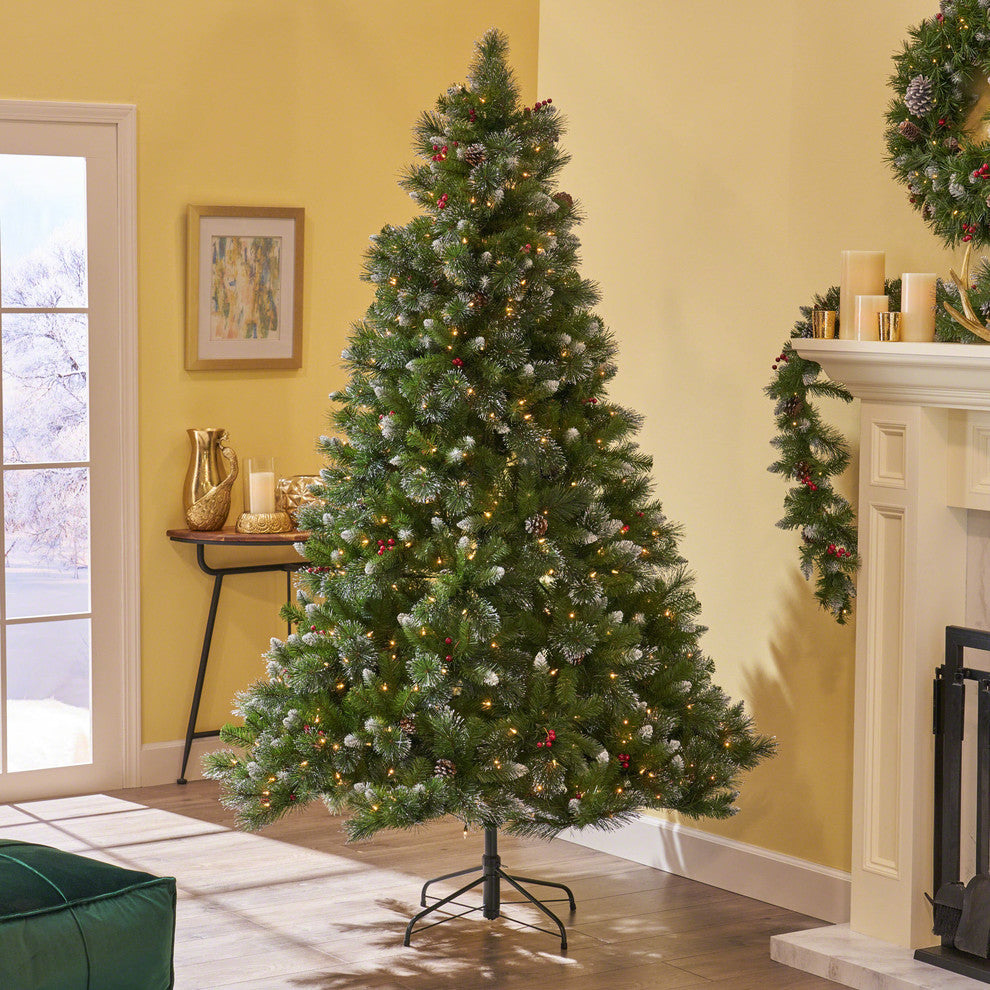 7.5' Mixed Spruce Artificial Christmas Tree, Pre-Lit Clear