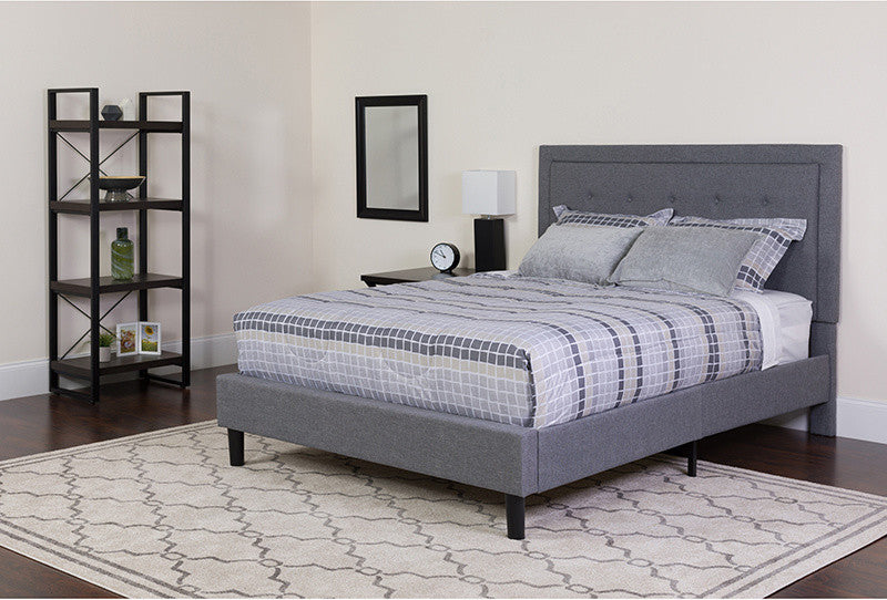 Roxbury Tufted Upholstered Platform Bed and Memory Foam Pocket Spring Mattress,