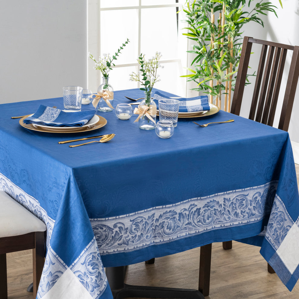 French Home Linen 71"x71" Paris Tablecloth, French Blue