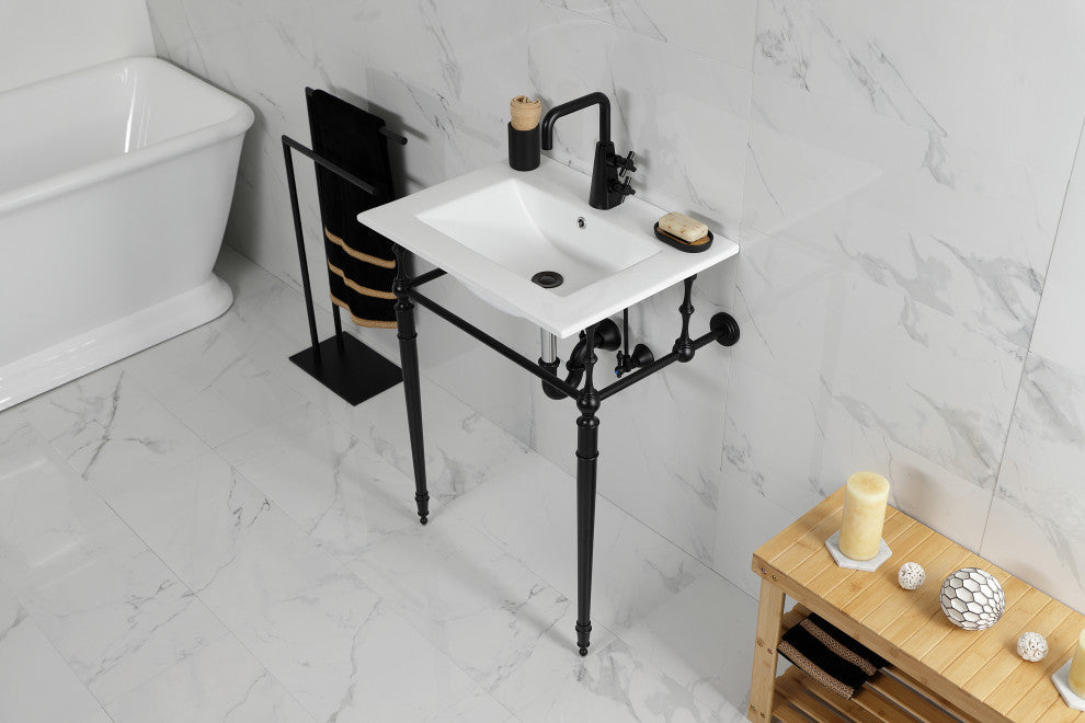 Fauceture KVPB24187W1MB 24" Console Sink, Legs, Single Hole