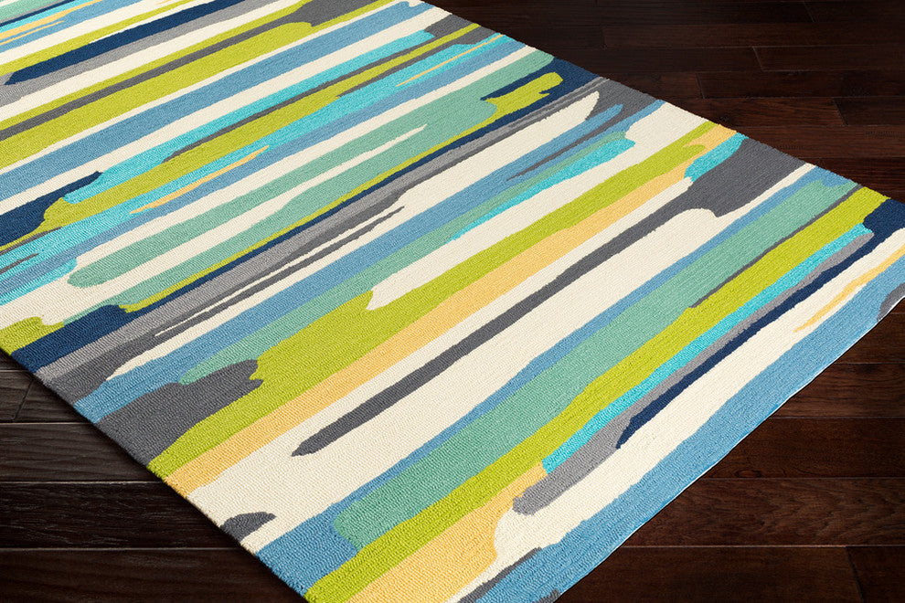 Surya Rain RAI-1270 8'x10' Rug, Emerald/Lime/Yellow/Blue/Navy/Aqua/Gray/Cream