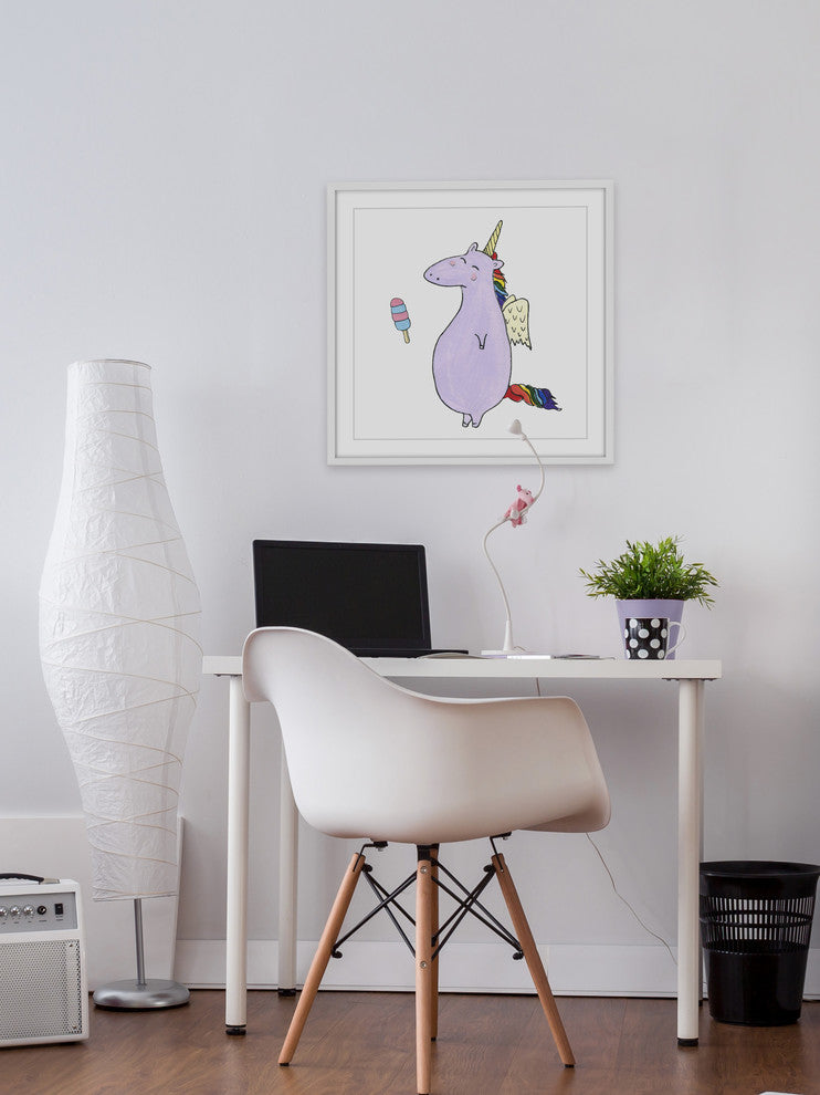 "Plump Unicorn" Framed Painting Print, 32"x32"