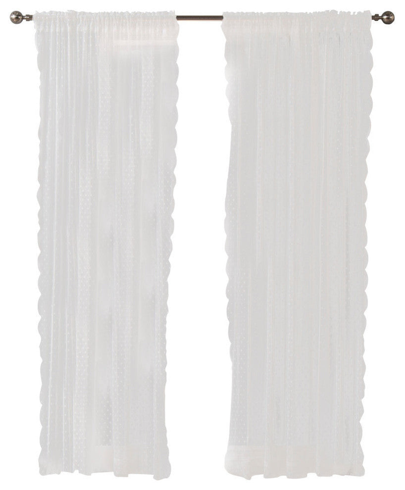 Jacquard Sheer Lace Dotted Curtain Pair