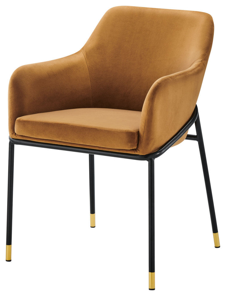 Dining Chair, Black Brown, Velvet, Modern, Mid Century Cafe Bistro Hospitality