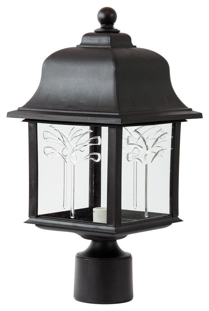 Decorative Outdoor Orchid Post Fixture Black Clear Lens