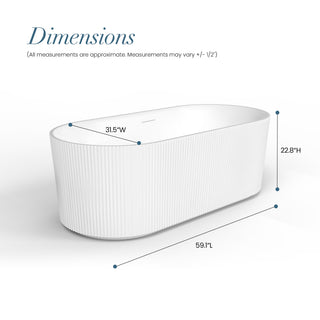 Linyi Freestanding Acrylic Soaking Bathtub, White, 59.1"l X 31.5"w