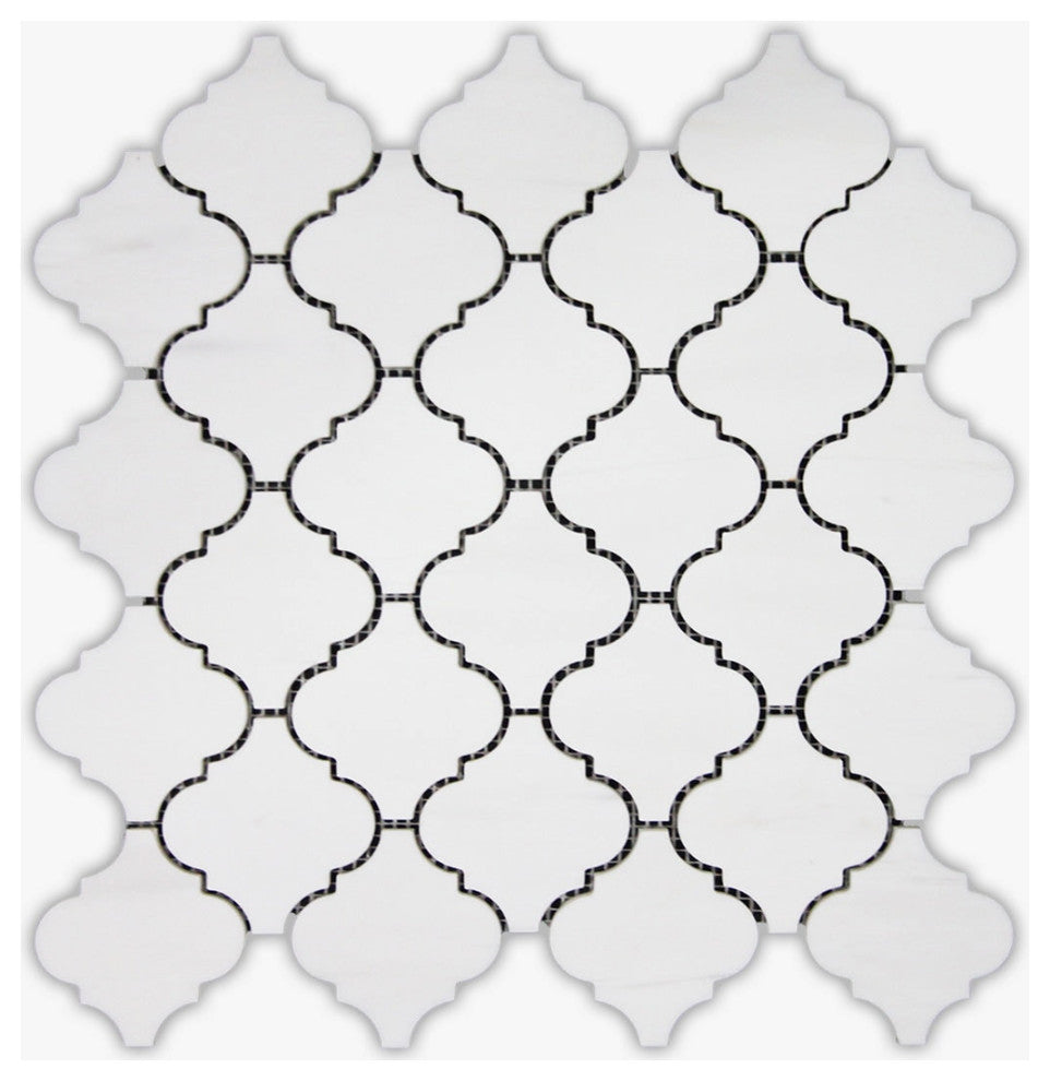 Bianco Dolomiti Polished Lantern Arabesque Marble Mosaic