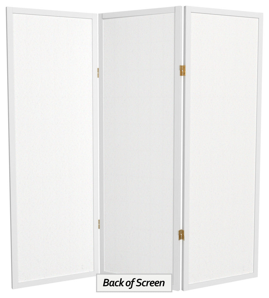 4' Tall Window Pane Shoji Screen, White, 3 Panels