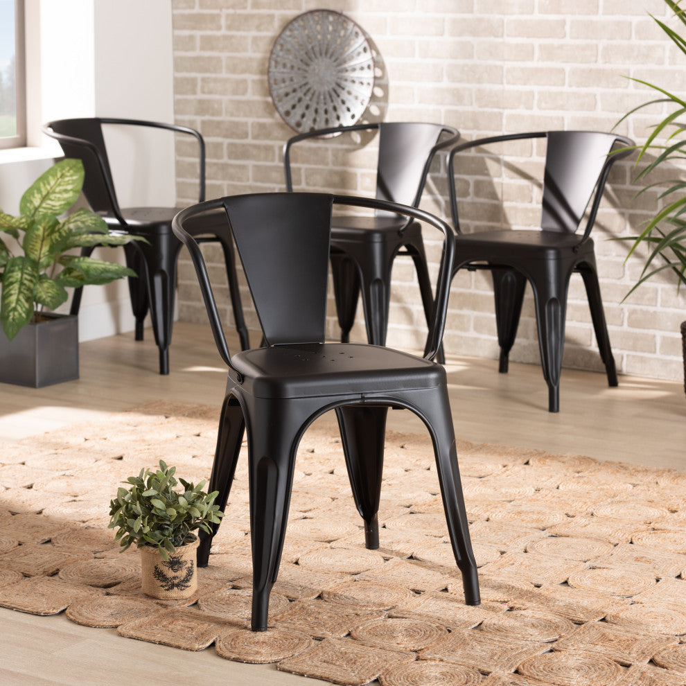 Lianne Industrial 4-Piece Dining Chairs, Black