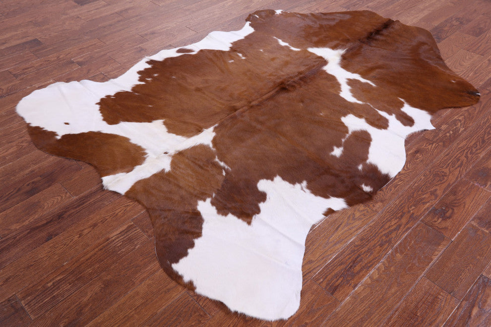 Brown and White Natural Cowhide Rug 7' 6" X 5' 10" C2324