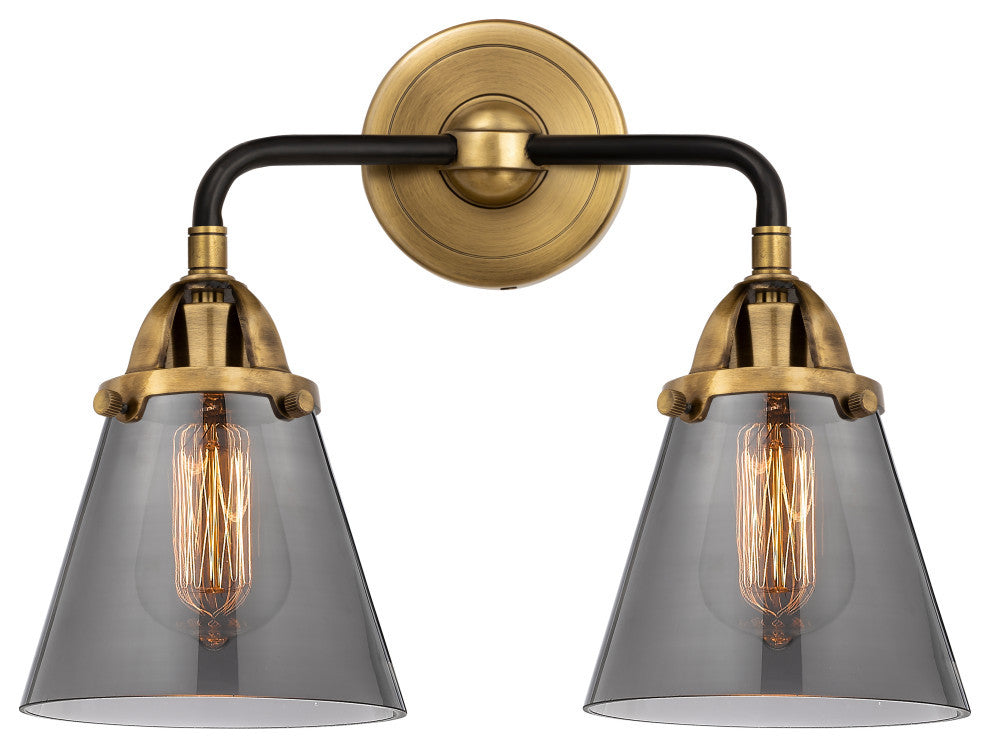 Small Cone Bath Vanity Light, Black Antique Brass, Plated Smoke, Plated Smoke