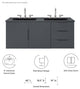 Double Sink Vanity Cabinet, Gray Black, Ceramic, Modern, Hotel Bathroom