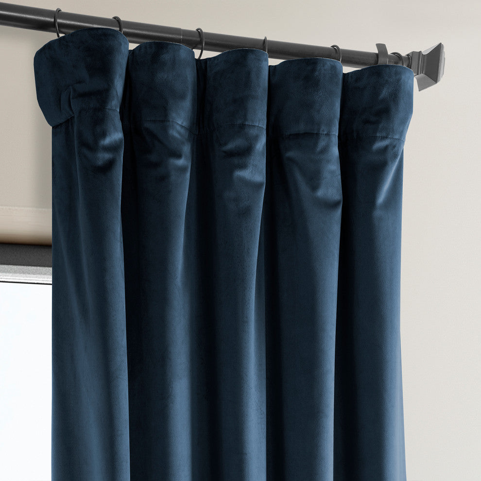 Heritage Plush Velvet Curtain Single Panel, Eternal Blue, 50"x108"