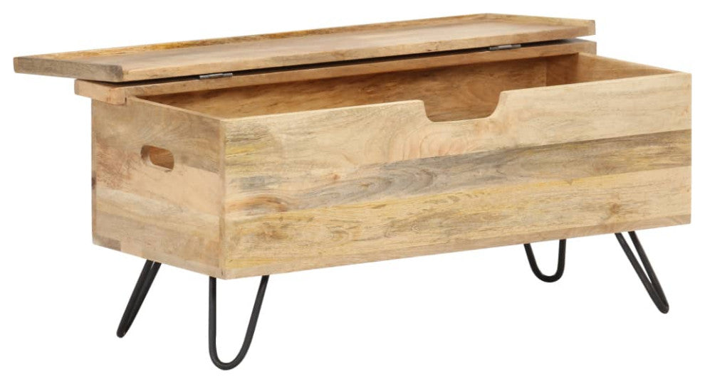 vidaXL Solid Mango Wood Chest 17.7" Storage Box Bench Hall Wooden Cabinet