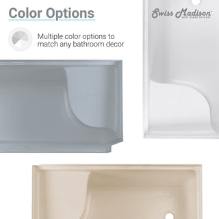 Aquatique 60"x32" Shower Base With Left Hand Drain, Gray