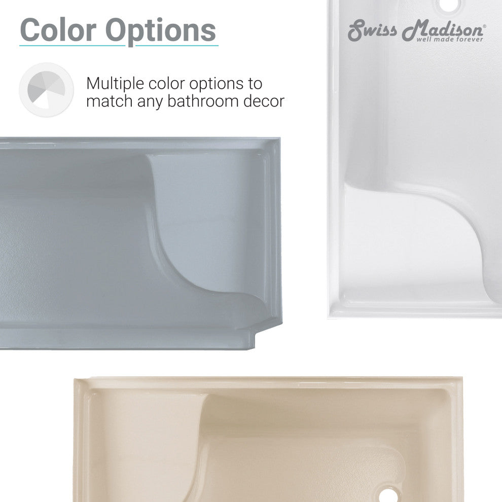 Aquatique 60"x32" Shower Base With Left Hand Drain, Gray