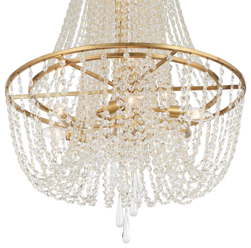 Arcadia Nine Light Chandelier in Antique Gold