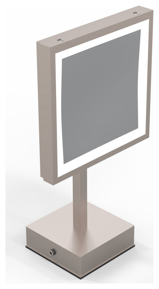Single Sided Led Square FreestandIng Mirror Plug-In, Brushed Nickel