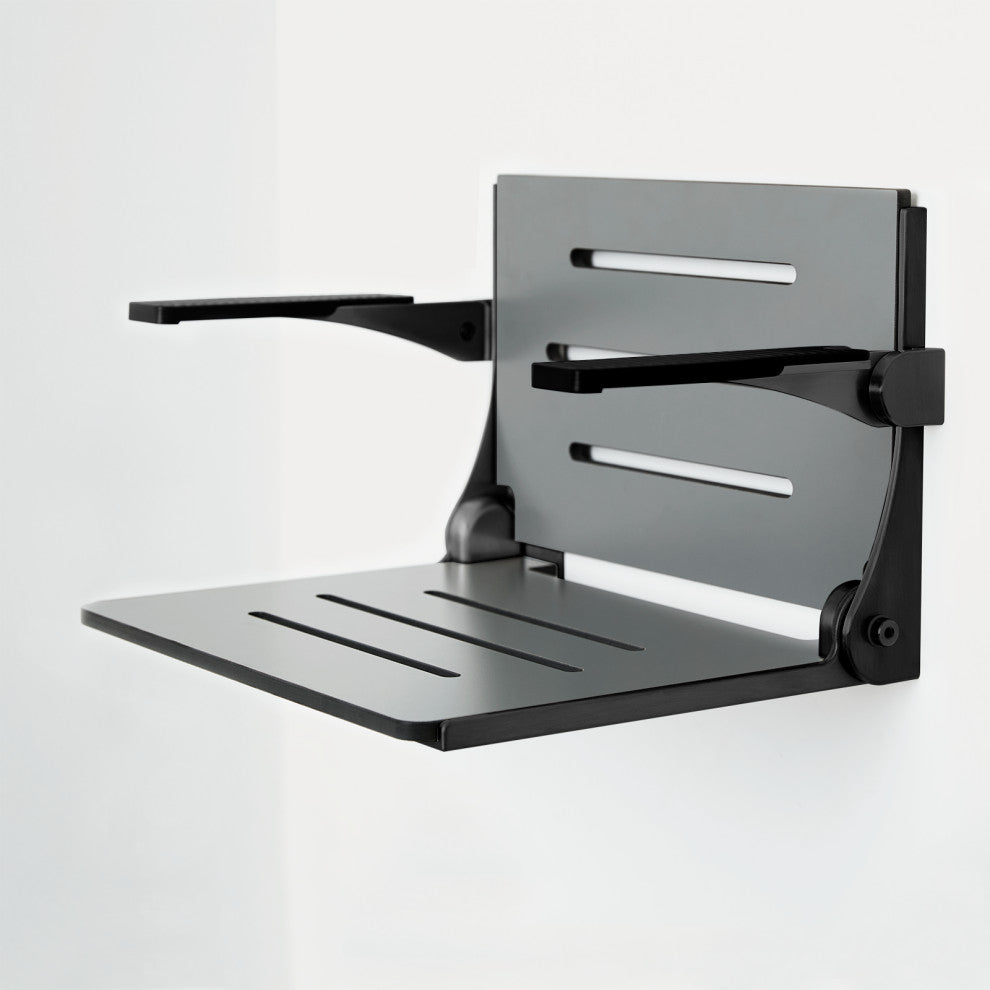 Seachrome Silhouette Comfort Shower Seats with Arms, Gray Seat, Matte Black Frame