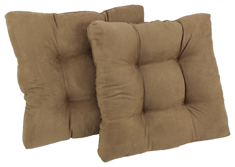 19" Squared Microsuede Tufted Dining Chair Cushion, Set of 2, Java