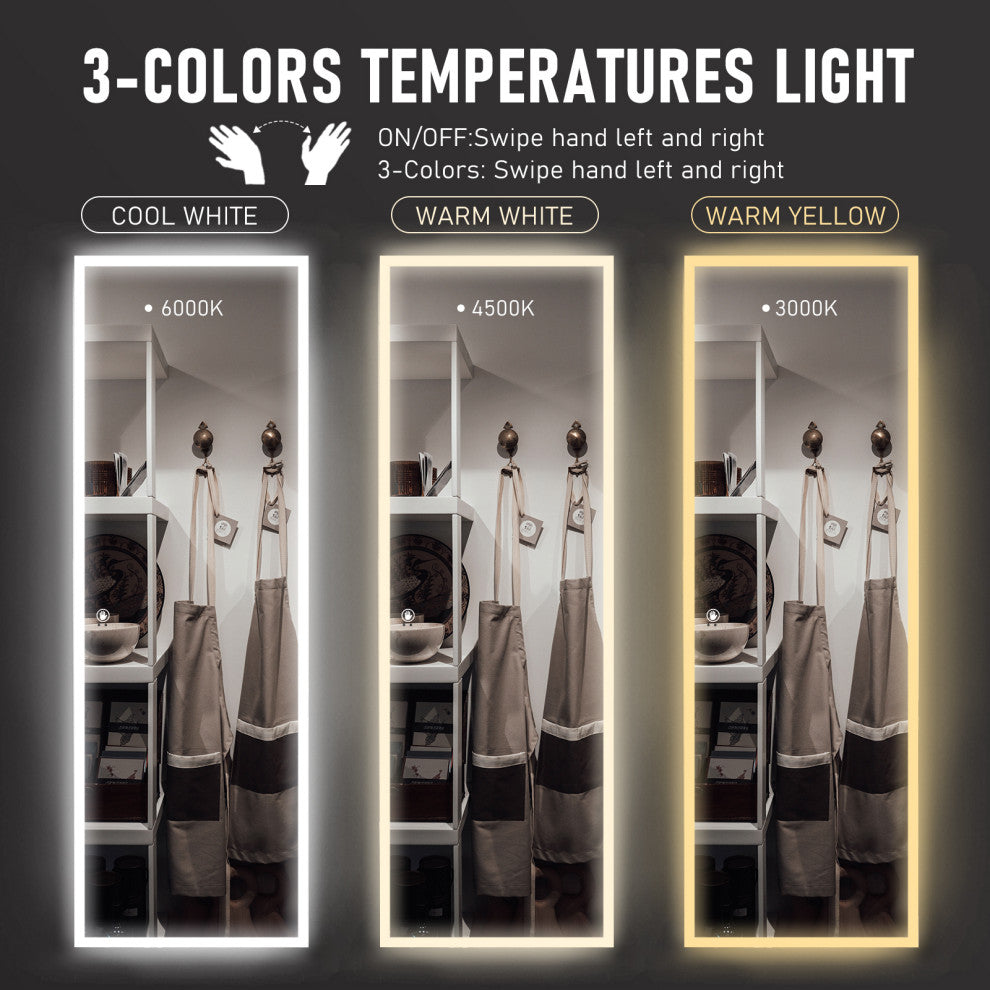 LED Vanity Wall Mounted Fitting Mirror, Vertical/Horizontal, 65x22", Border Light, Induction