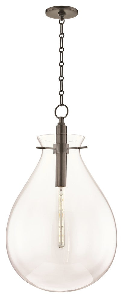 Ivy LED Large Pendant With Clear Glass Shade, Old Bronze